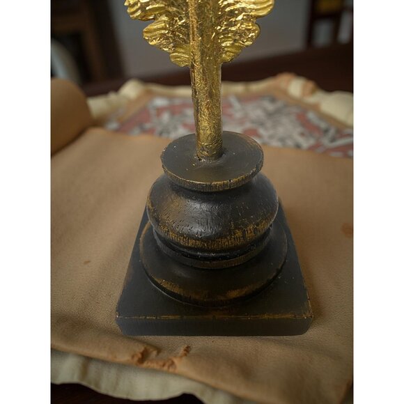 Two's Company 13" Gold Feather Sculpture Quill Decor on Black Pedestal Base - Picture 9 of 9